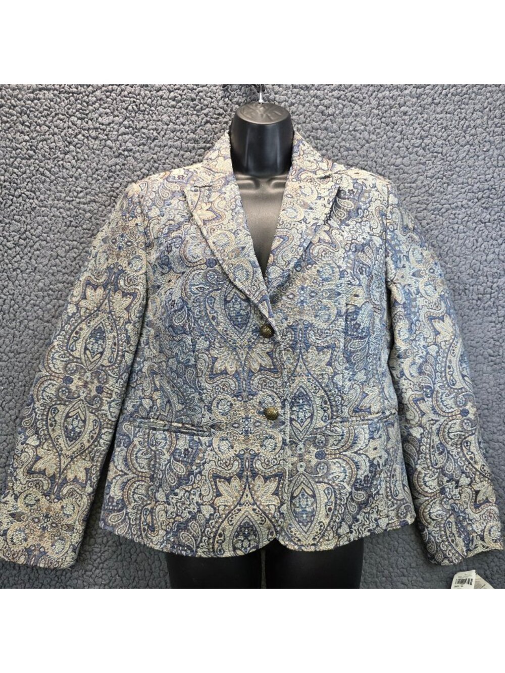 Koret Victorian Fantasy Blazer 10 Blue Single Breasted Paisley Tapestry Evening
